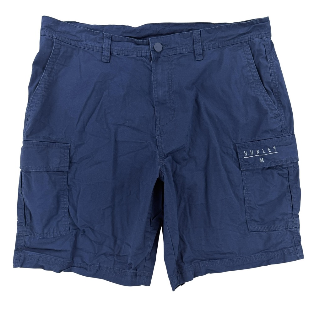Hurley Cargo Shorts Mens 38 Blue Cotton Canvas Stretch Y2K Casual Summer